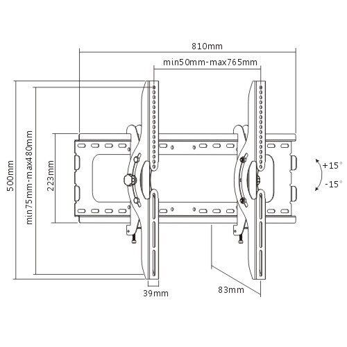 Protech TL-210 Heavy Duty Tilting Curved TV Wall Mount for 37 - 70" TVs - Image 4