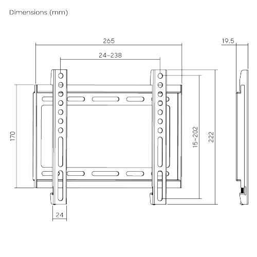 PROTECH NT-111 Flat TV Slim Mount for 15 - 32" Screens - Image 2