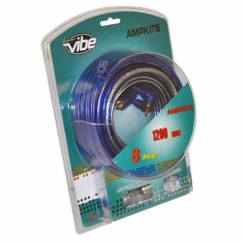 Lanzar Vibe 1200 Watts 8 Gauge Car AMP Hookup Kit