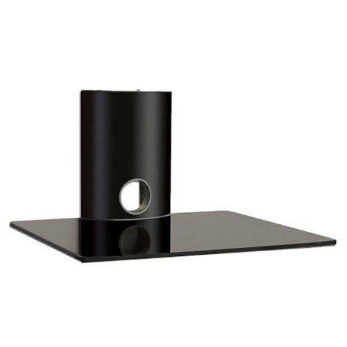 Protech Single Tier DVD/Receiver/STB Wall Mount Glass Shelf Unit (Black)