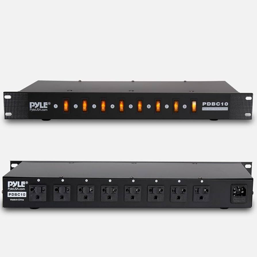 Pyle 8 Outlet Rack Mount Power Supply Center w/Each Outlet Switch
