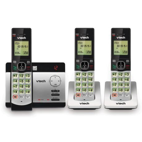 VTech CS5129-3 DECT 6.0 Expandable Cordless Phone System with 3 Handsets