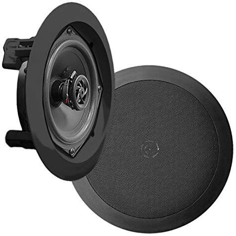 Pyle PDIC51RDBK in-Wall/in-Ceiling Dual 5.25-inch Speaker System, 2-Way, Flush Mount, Black (Pair)
