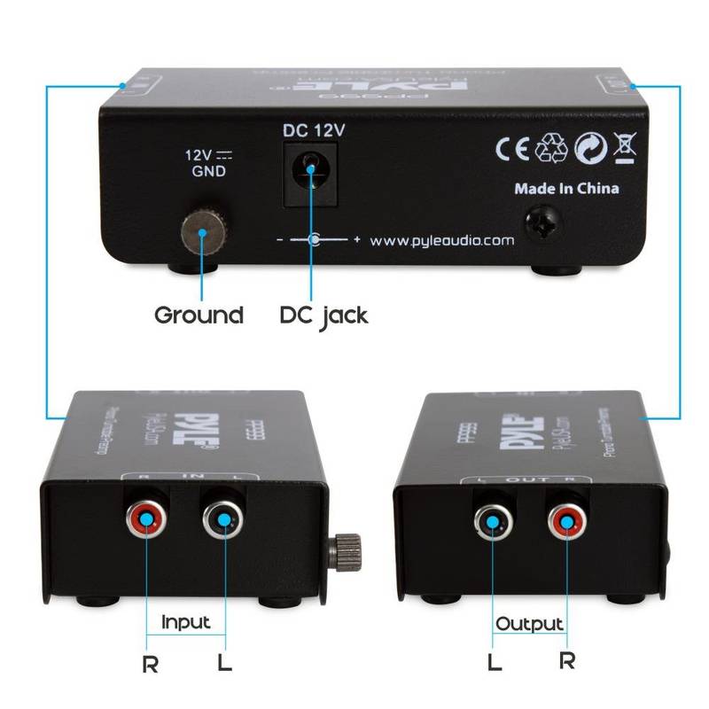 Pyle-PP999 Phono Turntable Preamp - Mini Electronic Audio Stereo Phonograph Preamplifier with RCA Input, RCA Output & Low Noise Operation Powered by 12 Volt DC Adapter - Image 2