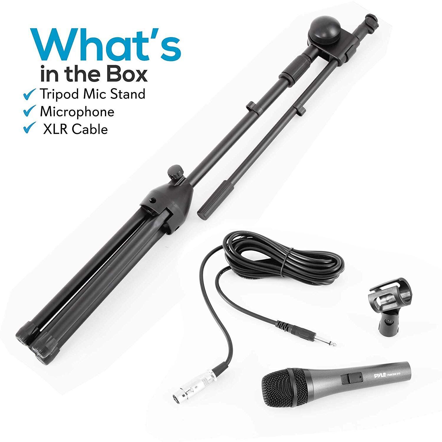 Dynamic Microphone and Tripod Mic Stand, Height Adjustable, Extending Boom, Includes 15' ft. XLR Cable, Microphone - Image 7