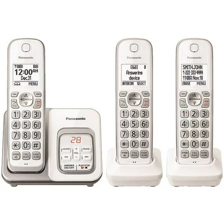 Panasonic KX-TGD533W Expandable Cordless Phone with Call Block and Answering Machine - 3 Handsets