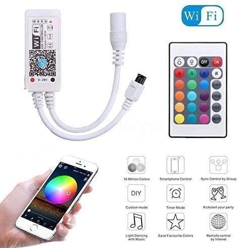 Smart WiFi Controller RGB LED Strip Light Changing Colors Wireless Remote Control Compatible with Android/iOS