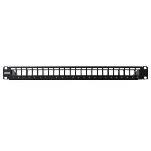 24-port Keystone Blank Patch Panel – 19 inch Rackmount 1U