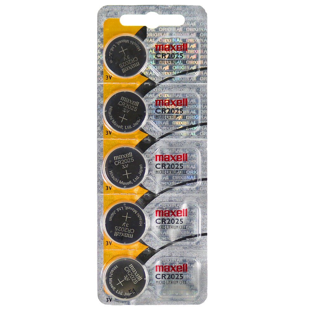 Maxell CR2025 3V Micro Lithium Button Coin Cell Battery on Tear Strip (Pack of 5)
