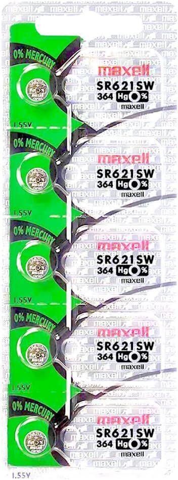 MAXELL 364 SR621SW, - 1 Pack of 5 Batteries