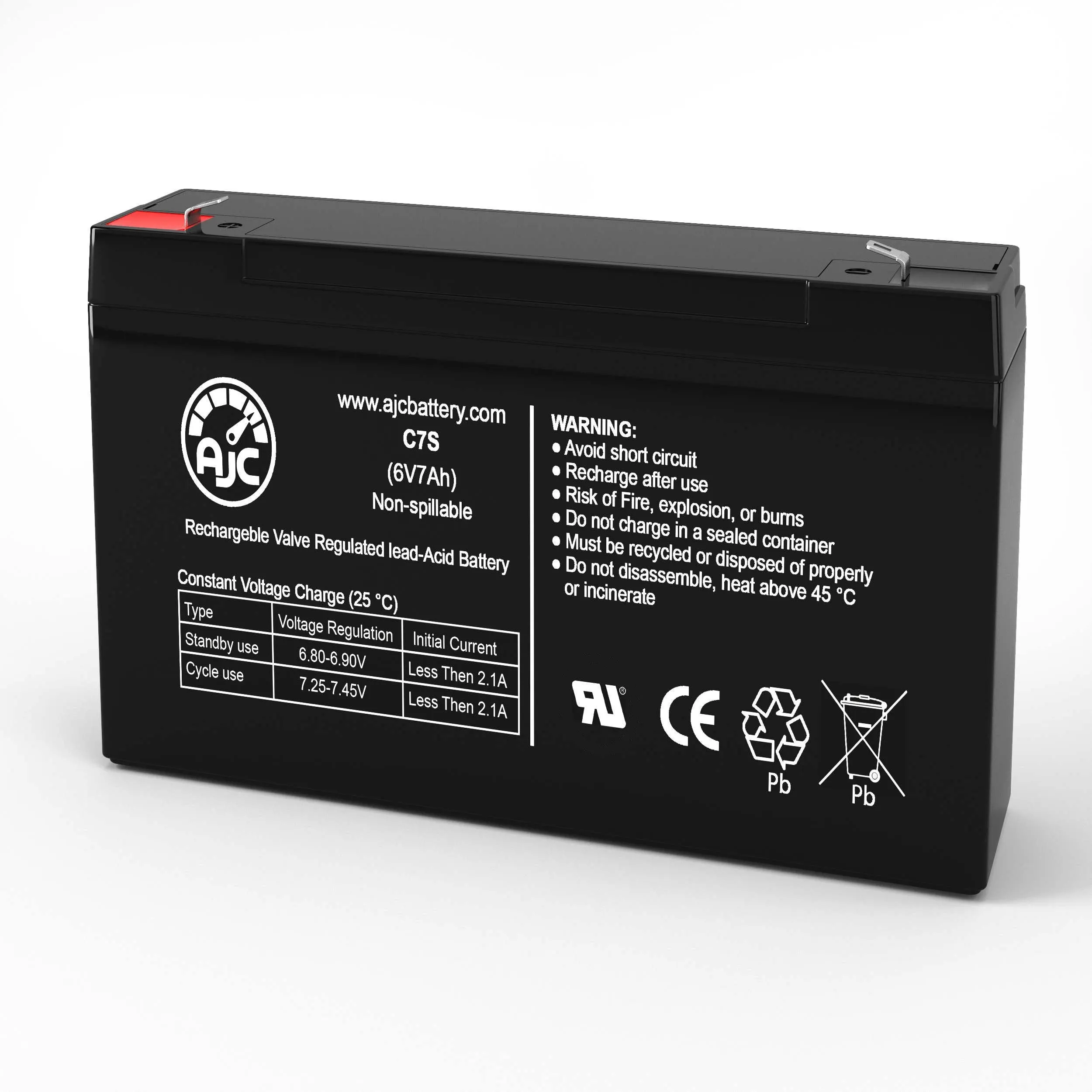 6V / 7Ah Rechargeable Sealed Lead Acid Battery Terminal Type F1