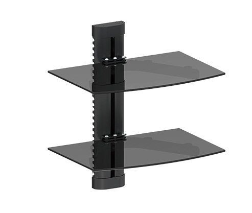 Protech Double Tier DVD/Receiver/STB Wall Mount Glass Shelf Unit
