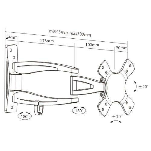 ProTech Full-Motion Articulating/Corner TV Wall Mount for 13-27 Inch TV/Monitor - Image 5