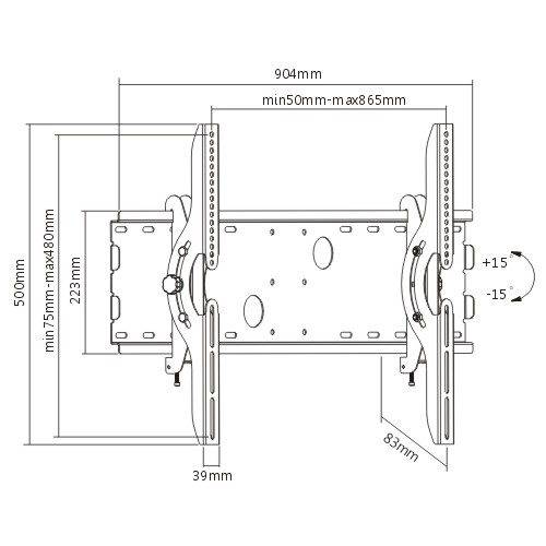 PROTECH TL-215L Heavy Duty Tilting Wall Mount For 42-90 Inch TVs - Image 3