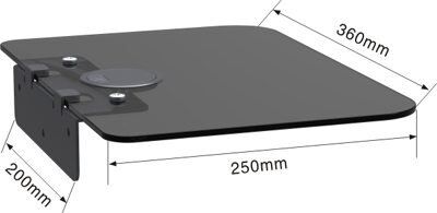 Single Glass DVD Shelves Black with Hole Insert & Cap