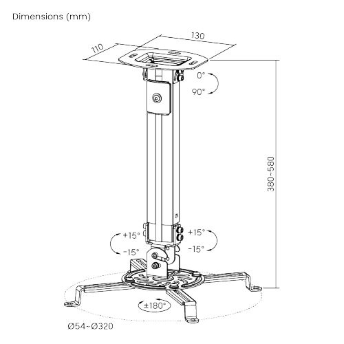PROTECH PM-613 UNIVERSAL CEILING PROJECTOR MOUNT - Image 2