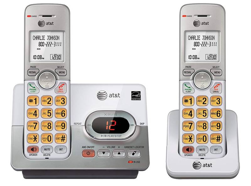 AT&T-EL52203 DECT 6.0 2 Cordless Phones with Caller ID, ITAD, Handset Speakerphones, White and Grey