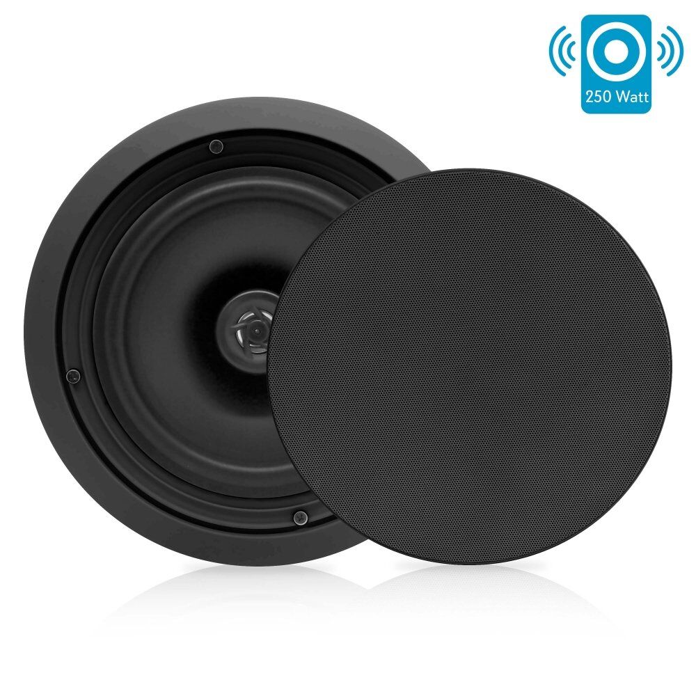 Pyle PDIC81RDBK In-Wall / In-Ceiling Dual 8-inch Speaker System, 2-Way, Flush Mount, Black (Pair)