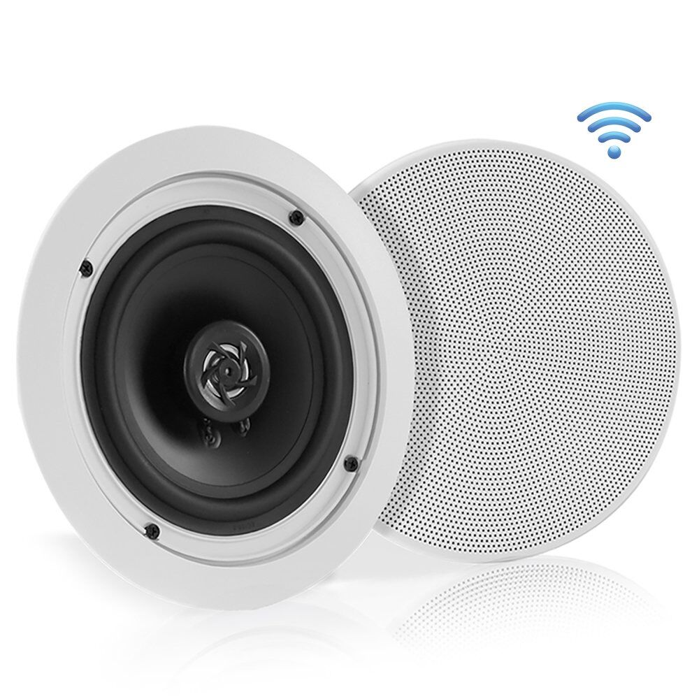 Pyle PDICBT552RD Dual 5.25’’ Bluetooth Ceiling / Wall Speakers, 2-Way Flush Mount Home Speaker Pair, 150 Watt (Pair)