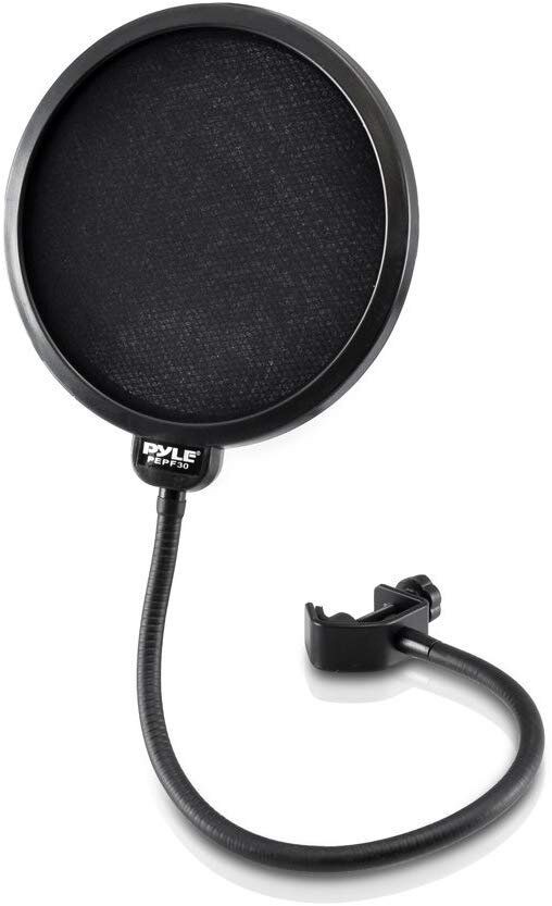 Pyle PEPF30 4-Layer Mesh Screen Studio Microphone Pop Filter, 360 Degree Flexible Gooseneck