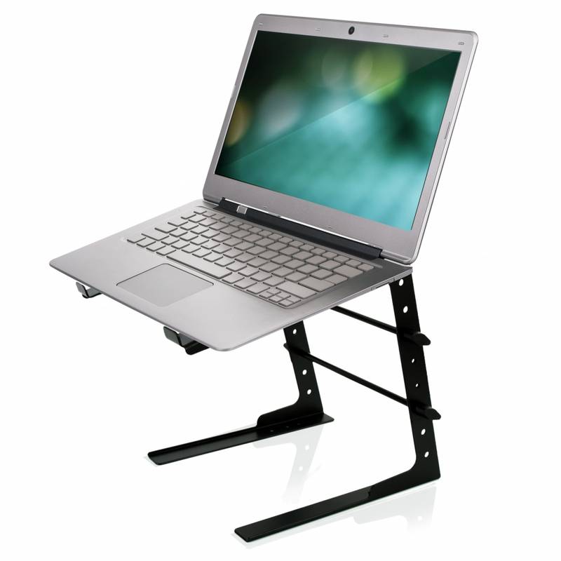 Laptop Computer Stand For DJ With Storage Shelf