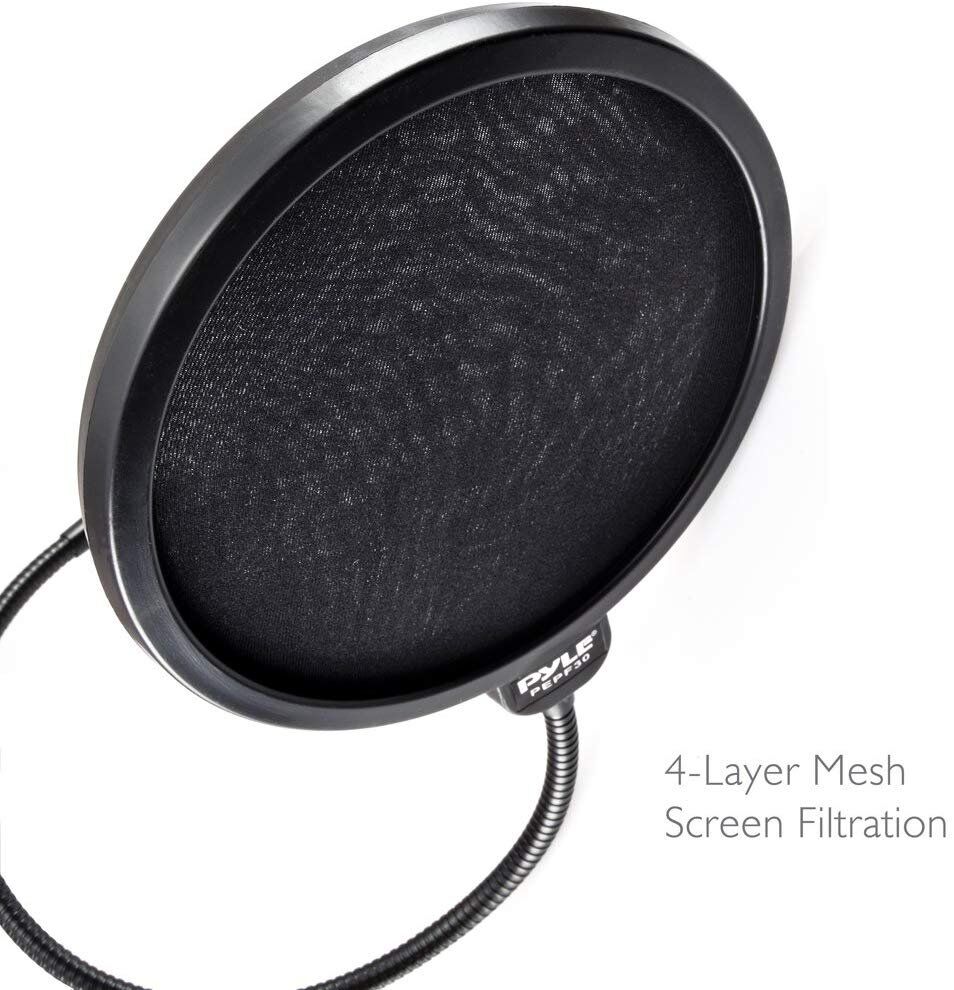 Pyle PEPF30 4-Layer Mesh Screen Studio Microphone Pop Filter, 360 Degree Flexible Gooseneck - Image 2