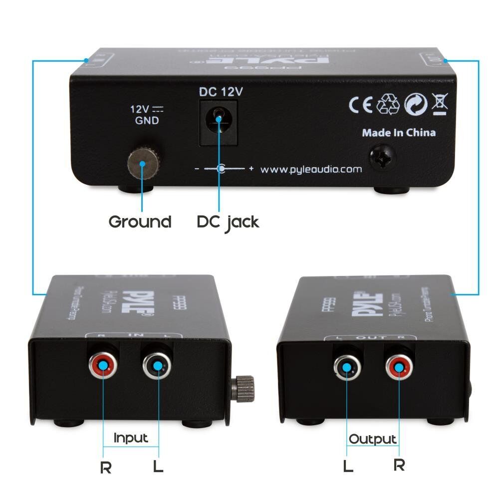 Pyle-PP999 Phono Turntable Preamp - Mini Electronic Audio Stereo Phonograph Preamplifier with RCA Input, RCA Output & Low Noise Operation Powered by 12 Volt DC Adapter - Image 2