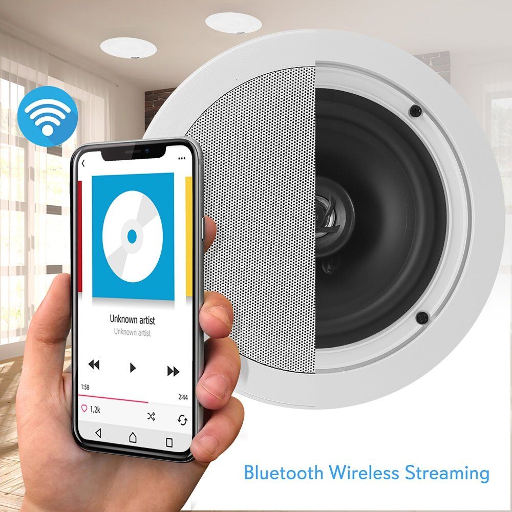 Pyle PDICBT552RD Dual 5.25’’ Bluetooth Ceiling / Wall Speakers, 2-Way Flush Mount Home Speaker Pair, 150 Watt (Pair) - Image 5