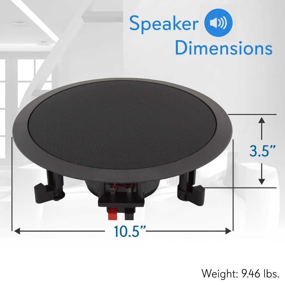 Pyle PDIC81RDBK In-Wall / In-Ceiling Dual 8-inch Speaker System, 2-Way, Flush Mount, Black (Pair) - Image 7