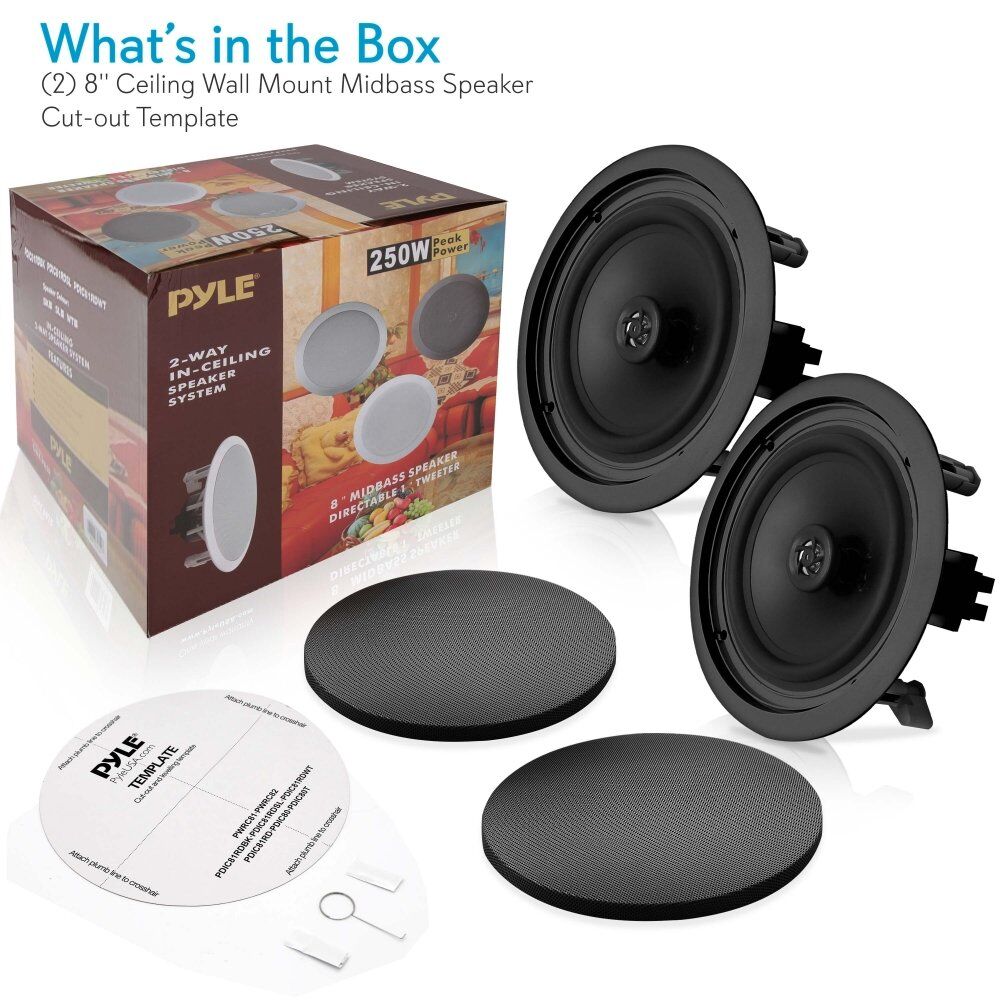 Pyle PDIC81RDBK In-Wall / In-Ceiling Dual 8-inch Speaker System, 2-Way, Flush Mount, Black (Pair) - Image 8