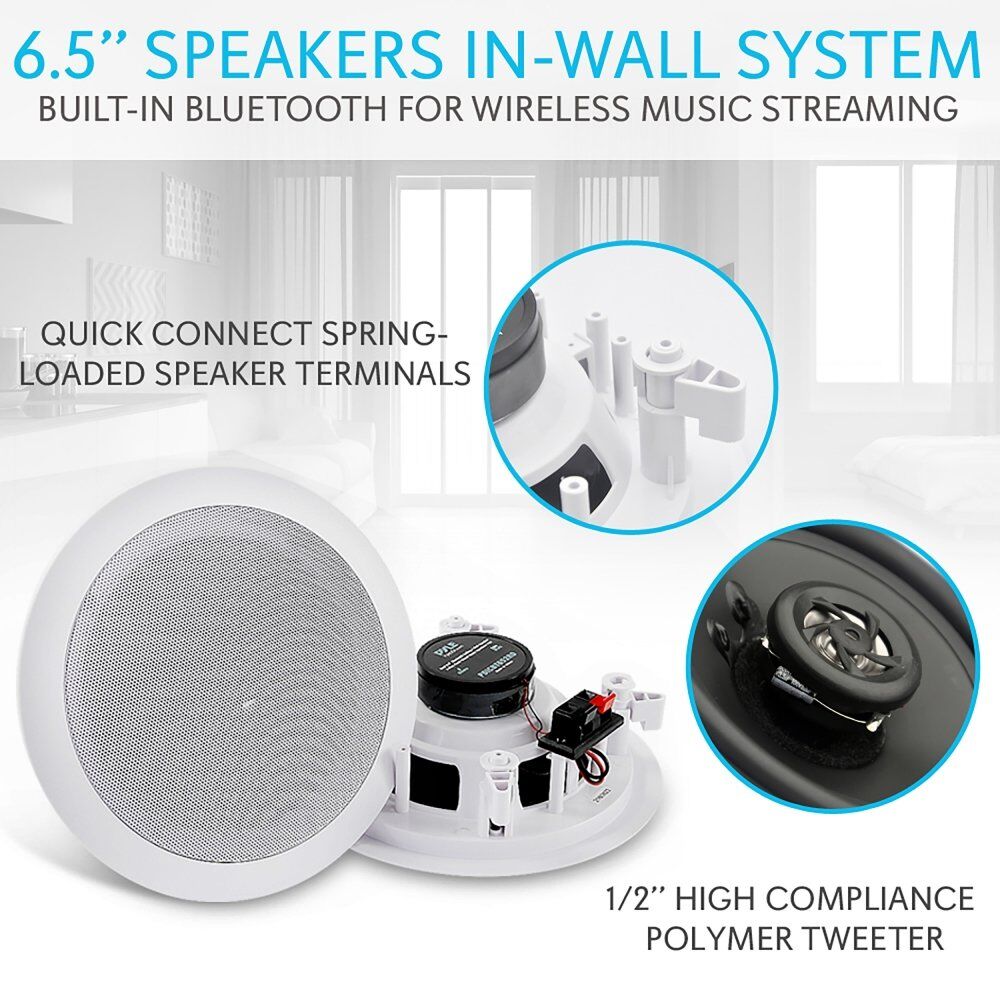 Pyle Dual 6.5’’ Bluetooth Ceiling / Wall Speakers, 2-Way Flush Mount Home Speaker Pair, 200 Watt (Pair) - Image 7