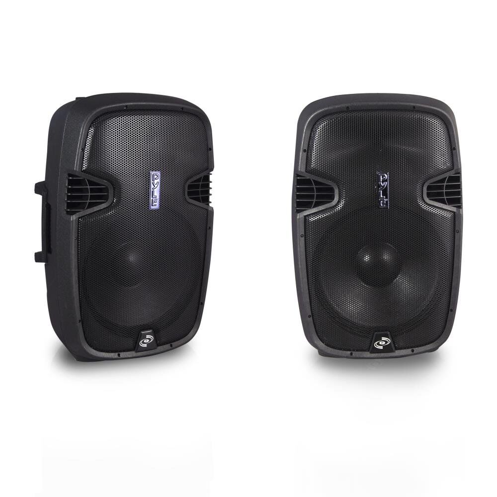 Pyle PPHP155ST Wireless Portable PA Speaker System - 1500W High Powered Bluetooth Compatible Active Outdoor Sound Speakers w/ USB SD MP3 RCA - 35mm Mount, Stand, Microphone, Power Cable, Black, 15" - Image 2