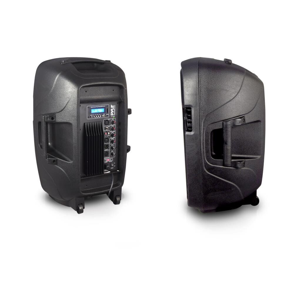 Pyle PPHP155ST Wireless Portable PA Speaker System - 1500W High Powered Bluetooth Compatible Active Outdoor Sound Speakers w/ USB SD MP3 RCA - 35mm Mount, Stand, Microphone, Power Cable, Black, 15" - Image 3