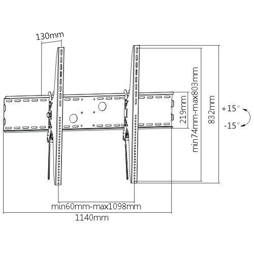 Protech TL-220 X-Large Heavy Duty Tilting TV Wall Mount for 60 - 100" TVs - Image 2