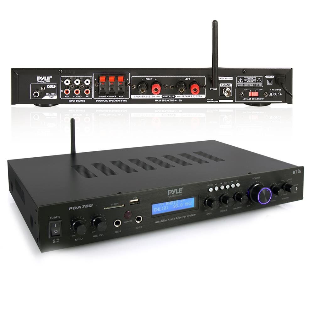 Home Theater Amplifier Audio Receiver Sound System with Bluetooth Wireless Streaming, MP3/USB/SD/AUX/FM Radio (200 Watt)