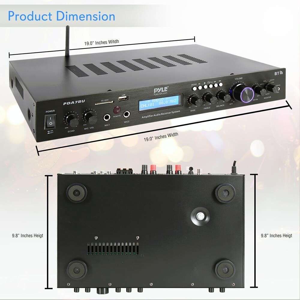 Home Theater Amplifier Audio Receiver Sound System with Bluetooth Wireless Streaming, MP3/USB/SD/AUX/FM Radio (200 Watt) - Image 2