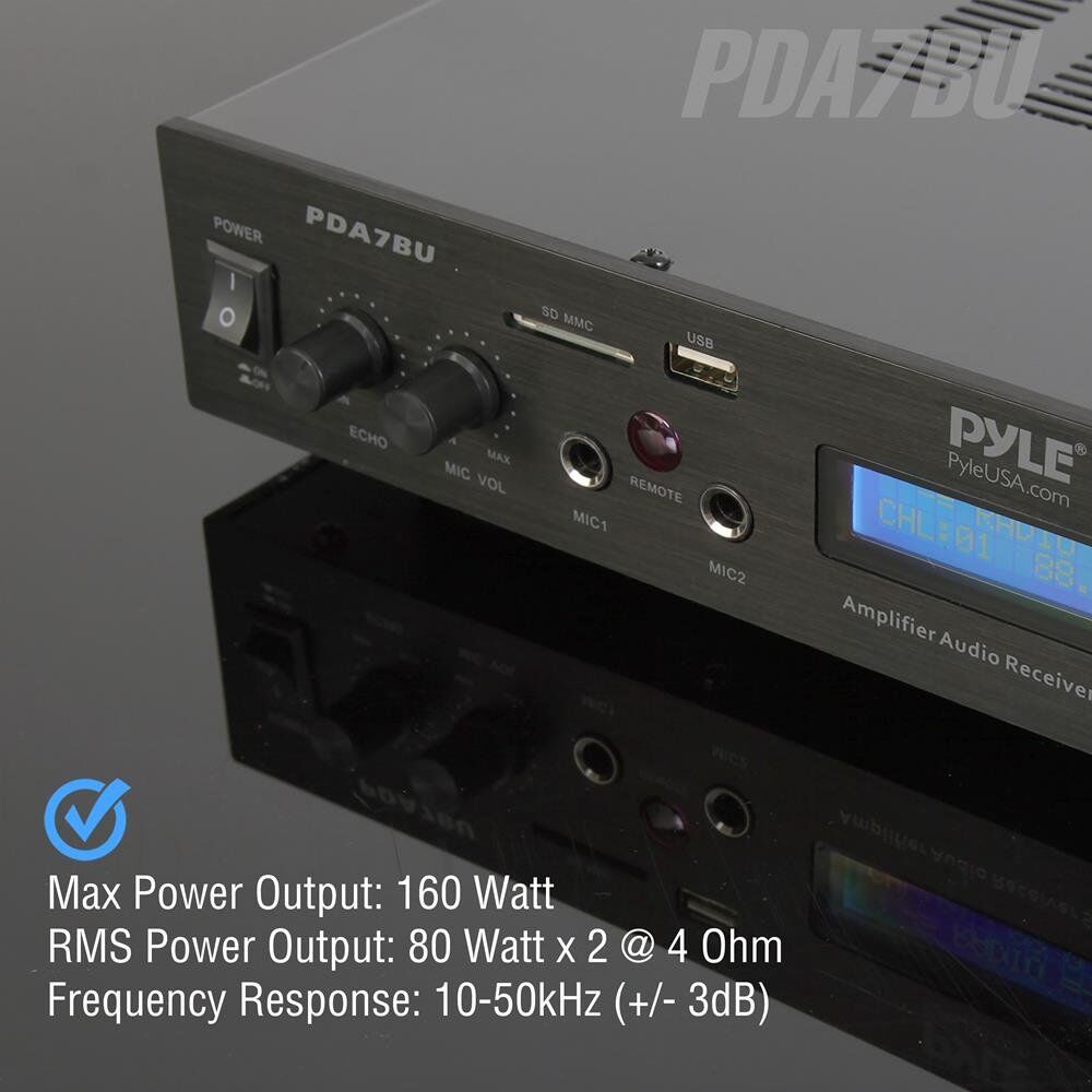 Home Theater Amplifier Audio Receiver Sound System with Bluetooth Wireless Streaming, MP3/USB/SD/AUX/FM Radio (200 Watt) - Image 3