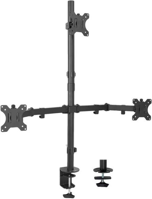 Protech DM-341 10-32" Triple Monitor/ TV Desk Mount With Dual Installation Option Grommet/Clamp