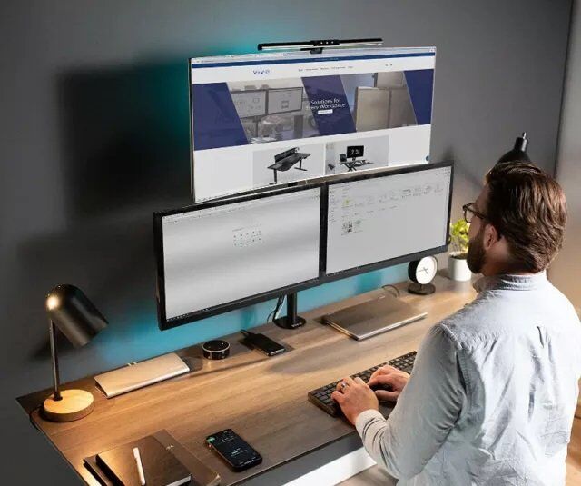 Protech DM-341 10-32" Triple Monitor/ TV Desk Mount With Dual Installation Option Grommet/Clamp - Image 3