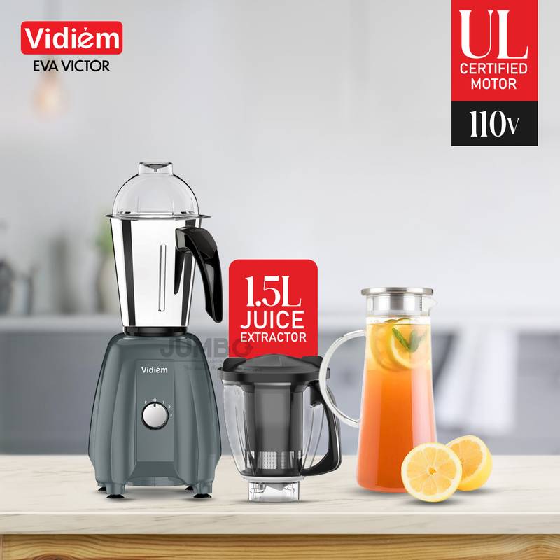 Vidiem Eva VICTOR 650W / 110V Stainless Steel Jars - Indian Mixer Grinder, Spice & Coffee grinder with Almond Nut milk Juice Extractor for use in Canada / USA - Image 2