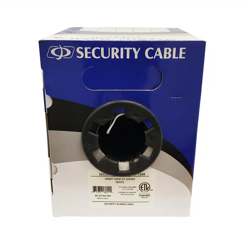 1000ft Station Z Quad Security Cable - 2C 22AWG Solid Cable CMR Riser - White - Image 2