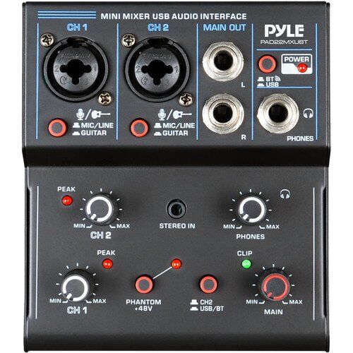 2-Channel Audio Mixer / USB Recording Interface with Bluetooth