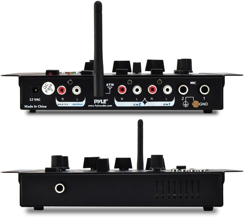 Pyle - Pro Wireless DJ Audio Mixer - 3 Channel Bluetooth Compatible DJ Controller Sound Mixer, Mic-Talkover, USB Reader, Dual RCA Phono/Line In, Microphone Input, Headphone Jack - Pyle PMX7BU.5,Black - Image 3