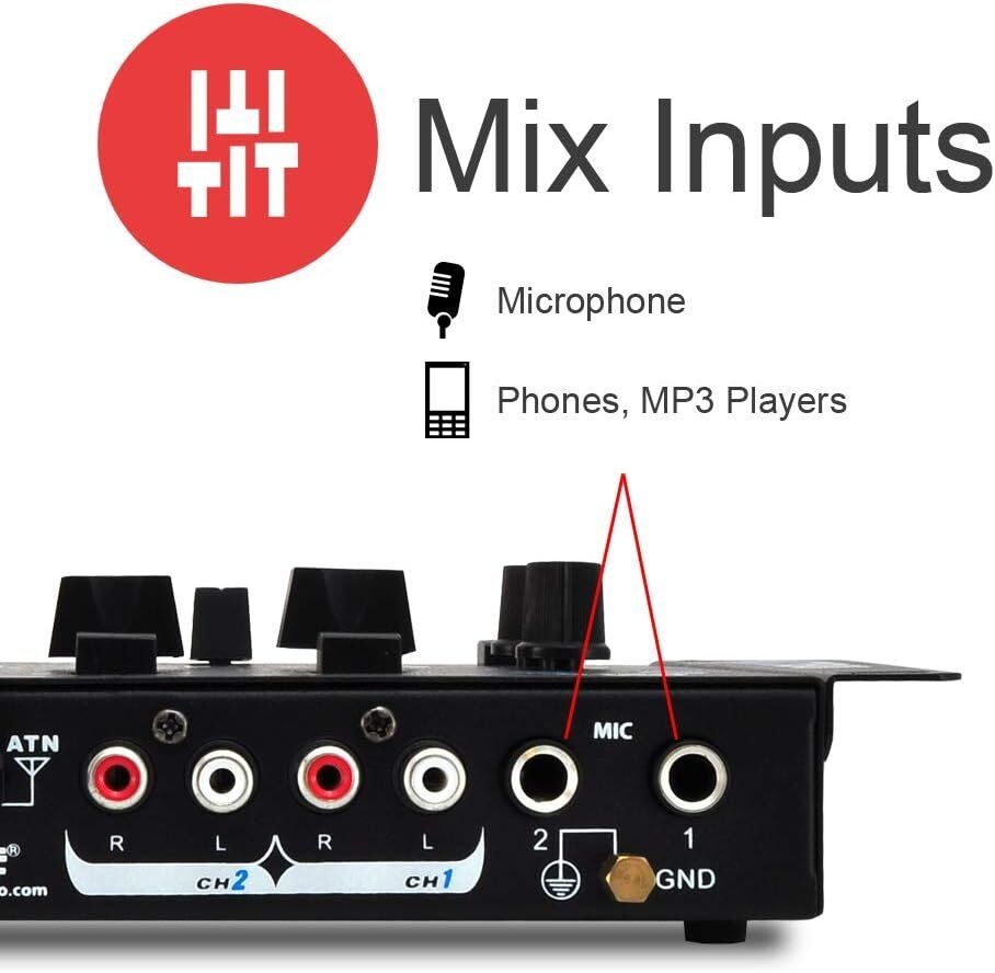 Pyle - Pro Wireless DJ Audio Mixer - 3 Channel Bluetooth Compatible DJ Controller Sound Mixer, Mic-Talkover, USB Reader, Dual RCA Phono/Line In, Microphone Input, Headphone Jack - Pyle PMX7BU.5,Black - Image 4