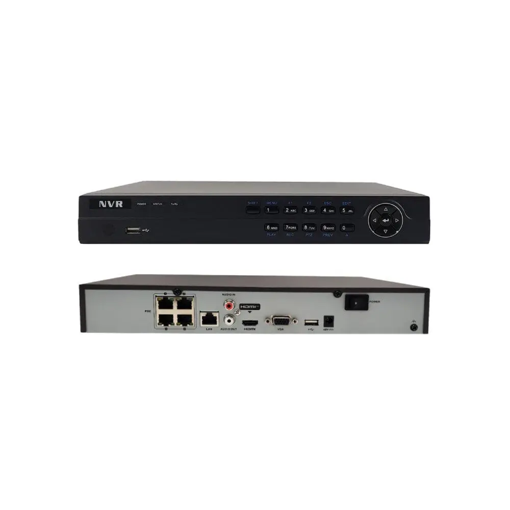4-Channel Embedded Plug & Play NVR – 4K Resolution – Integrated PoE – 1U