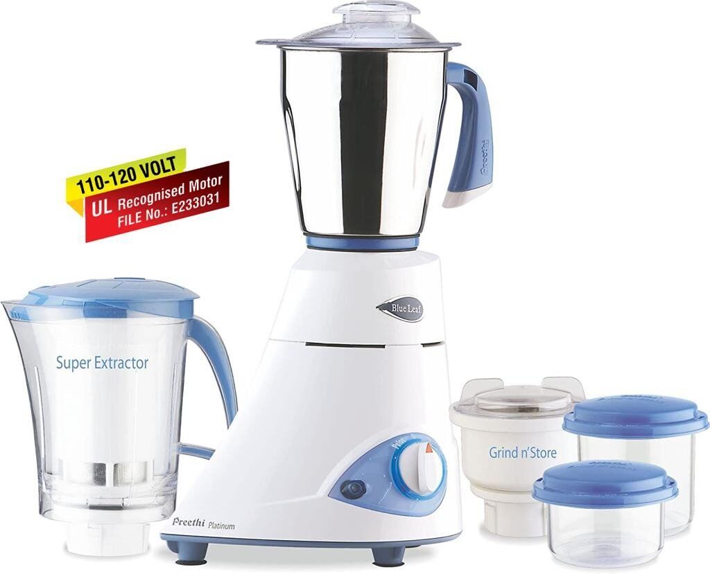 Preethi Blue Leaf Platinum Mixer Grinder 550 Watts 110 V